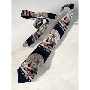 Vintage Norman Rockwell Christmas Santa Claus Tie Necktie Mens
